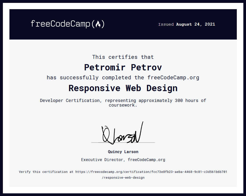 freeCodeCamp responsive web design certificate